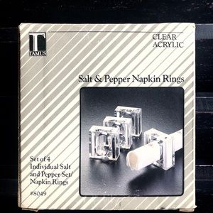 Acrylic SALT & PEPPER Shaker Napkin Ring Combo NEW